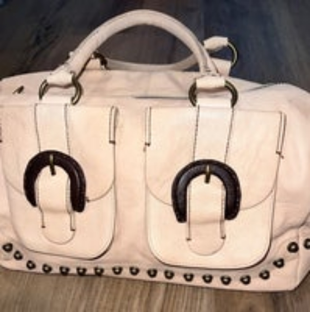 Rare Designer Satchel Beige Women's Linea Pelle Handbag